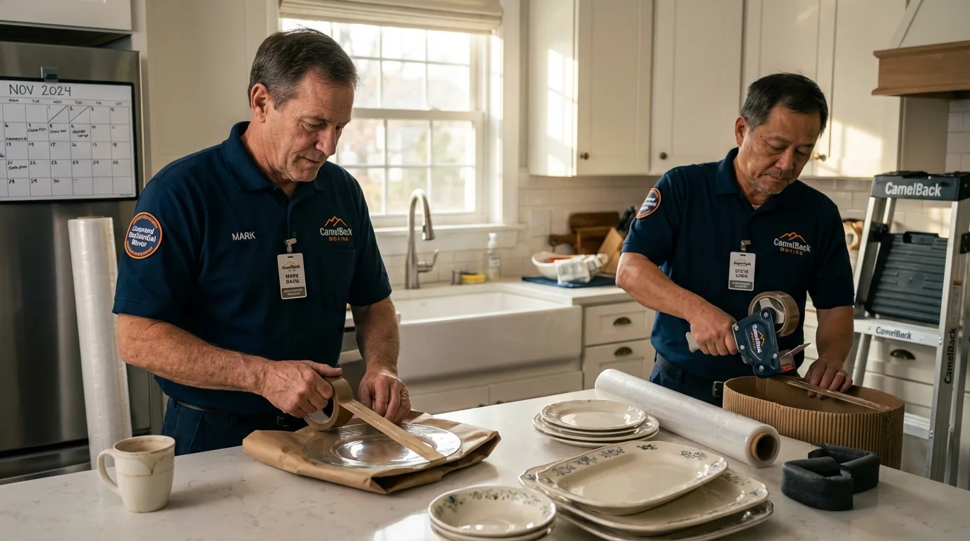 Professional crew packing kitchen dishware in Hendersonville, TN